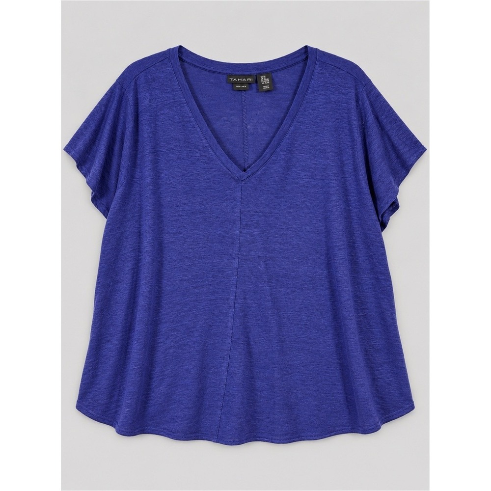 Tahari Womens 100% Linen Blouse Top 3X Beach Coastal Euro Summer Bohemian